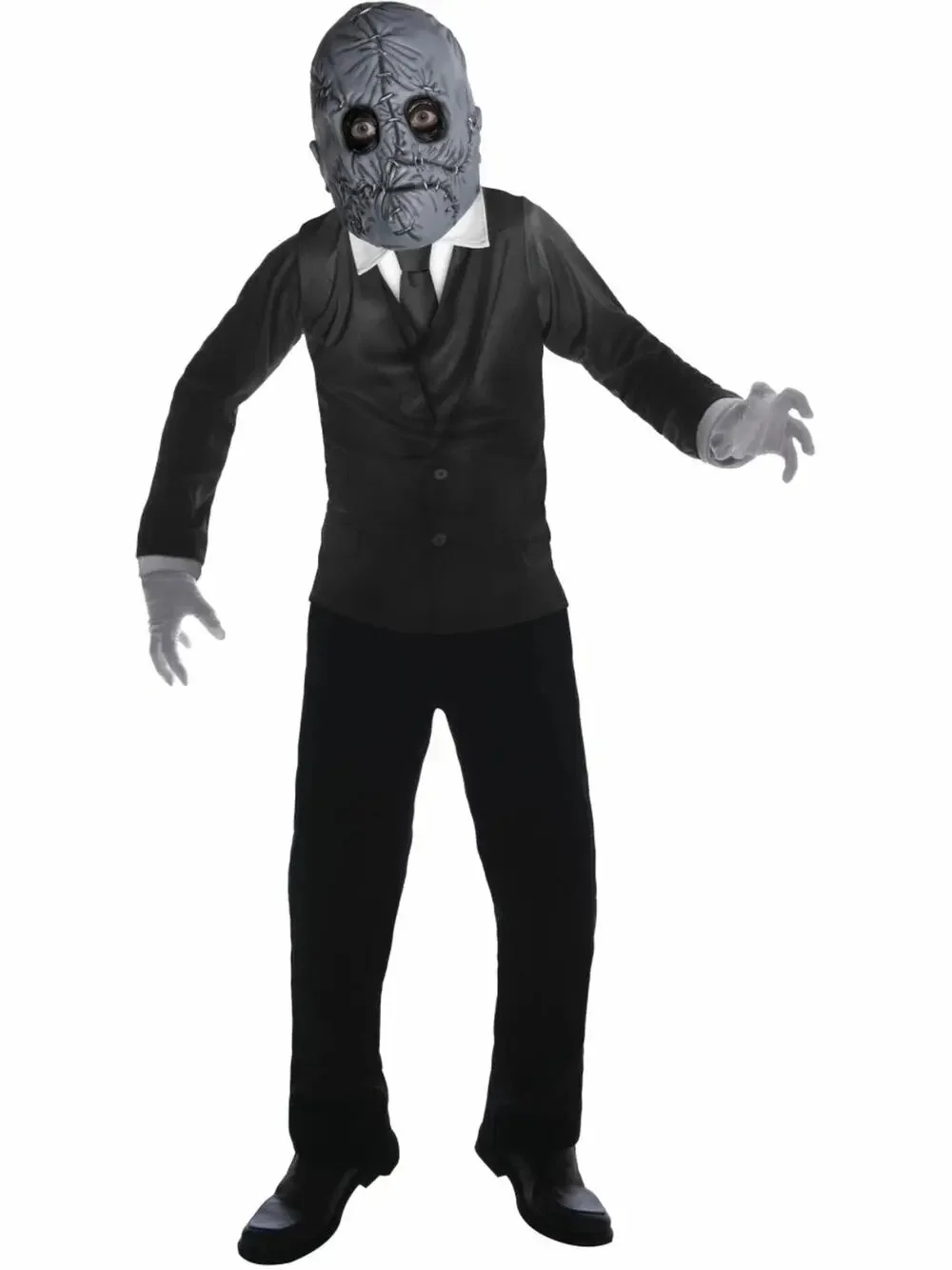 New Mr. Slim Top & Mask Creepy Pasta Man Halloween Boys Costume Size M 8/10